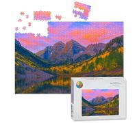 1000 Piece Large Jigsaw Puzzles for Adults, Maroon Bells autumn aspen trees lake reflections Aspen Colorado the Challenge Stitch Wooden Puzzle Creative Games Gift Ideas for Women Men Teens