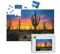 1000 Piece Large Jigsaw Puzzles for Adults, Massive Saguaros Sonoran Desert Sunset the Challenge Stitch Wooden Puzzle Creative Games Gift Ideas for Women Men Teens