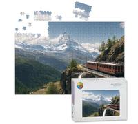 1000 Piece Large Jigsaw Puzzles for Adults, Matterhorn mountain Train Vehicle Switzerland Rail the Challenge Stitch Wooden Puzzle Creative Games Gifts Ideas for Women Men Teens