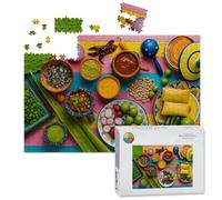 1000 Piece Large Jigsaw Puzzles for Adults, mexican food mix sauces nopal tamale prickly pears the Challenge Stitch Wooden Puzzle Creative Games Gift Ideas for Women Men Teens