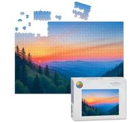 1000 Piece Large Jigsaw Puzzles for Adults, Misty Rolling Mountain Just Before Sunrise Great Smoky the Challenge Stitch Wooden Puzzle Creative Games Gift Ideas for Women Men Teens