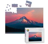 1000 Piece Large Jigsaw Puzzles for Adults, Mt Hood sunset from Lost Lake Oregon the Challenge Stitch Wooden Puzzle Creative Games Gifts Ideas for Women Men Teens