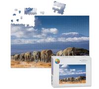 1000 Piece Large Jigsaw Puzzles for Adults, Mt Kilimanjaro Elephant Herd Tanzania Kenya Africa the Challenge Stitch Wooden Puzzle Creative Games Gifts Ideas for Women Men Teens