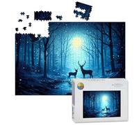 1000 Piece Large Jigsaw Puzzles for Adults, Mystical Winter Forest Stag Owl the Challenge Stitch Wooden Puzzle Creative Games Gifts Ideas for Women Men Teens