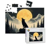 1000 Piece Large Jigsaw Puzzles for Adults, Mystical Wolf Howling Full Moon Snowy Mountain Forest the Challenge Stitch Wooden Puzzle Creative Games Gift Ideas for Women Men Teens