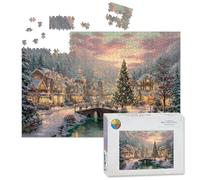 1000 Piece Large Jigsaw Puzzles for Adults, Peaceful Winter Landscape Snowfall Vibrant the Challenge Stitch Wooden Puzzle Creative Games Gift Ideas for Women Men Teens