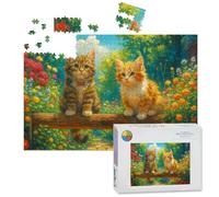 1000 Piece Large Jigsaw Puzzles for Adults, Playful Kittens Vibrant Flower Garden Soft Pastel Colors the Challenge Stitch Wooden Puzzle Creative Games Gift Ideas for Women Men Teens
