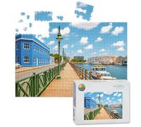 1000 Piece Large Jigsaw Puzzles for Adults, Promenade marina Bridgetown Barbados the Challenge Stitch Wooden Puzzle Creative Games Gift Ideas for Women Men Teens
