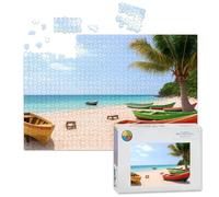 1000 Piece Large Jigsaw Puzzles for Adults, Puerto Rico Crash Beach Boats Horizontal the Challenge Stitch Wooden Puzzle Creative Games Gift Ideas for Women Men Teens