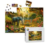 1000 Piece Large Jigsaw Puzzles for Adults, Sanctuary Exotic Animals Tropical Plants the Challenge Stitch Wooden Puzzle Creative Games Gift Ideas for Women Men Teens