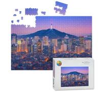 1000 Piece Large Jigsaw Puzzles for Adults, Seoul South Korea Skyline the Challenge Stitch Wooden Puzzle Creative Games Gift Ideas for Women Men Teens