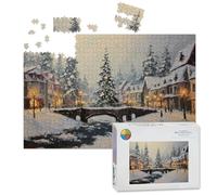 1000 Piece Large Jigsaw Puzzles for Adults, Snow Covered Bridge Traditional Buildings Christmas the Challenge Stitch Wooden Puzzle Creative Games Gift Ideas for Women Men Teens
