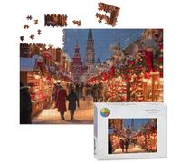 1000 Piece Large Jigsaw Puzzles for Adults, Snowy Christmas Market Moscow Festive Decorations the Challenge Stitch Wooden Puzzle Creative Games Gift Ideas for Women Men Teens