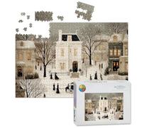 1000 Piece Large Jigsaw Puzzles for Adults, Snowy Victorian Street Scene Horse drawn Carriage the Challenge Stitch Wooden Puzzle Creative Games Gift Ideas for Women Men Teens