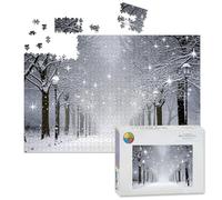 1000 Piece Large Jigsaw Puzzles for Adults, Snowy Winter Path Light Up Sparkling Bright Snow Trees the Challenge Stitch Wooden Puzzle Creative Games Gift Ideas for Women Men Teens
