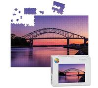 1000 Piece Large Jigsaw Puzzles for Adults, Tidal Change under Borne Bridge Cape Cod Canal the Challenge Stitch Wooden Puzzle Creative Games Gifts Ideas for Women Men Teens