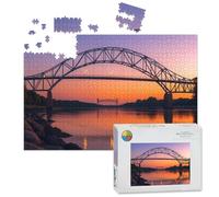1000 Piece Large Jigsaw Puzzles for Adults, Tidal Change under Borne Bridge Cape Cod Canal the Challenge Stitch Wooden Puzzle Creative Games Gift Ideas for Women Men Teens