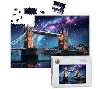 1000 Piece Large Jigsaw Puzzles for Adults, Tower Bridge Starry Night Sky Galactic the Challenge Stitch Wooden Puzzle Creative Games Gifts Ideas for Women Men Teens