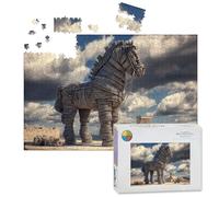 1000 Piece Large Jigsaw Puzzles for Adults, Trojan Horse Troy the Challenge Stitch Wooden Puzzle Creative Games Gifts Ideas for Women Men Teens