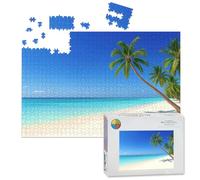 1000 Piece Large Jigsaw Puzzles for Adults, Tropical Beach Paradise Palm Trees the Challenge Stitch Wooden Puzzle Creative Games Gift Ideas for Women Men Teens