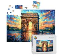 1000 Piece Large Jigsaw Puzzles for Adults, Vibrant Arc de Triomphe Sunset the Challenge Stitch Wooden Puzzle Creative Games Gifts Ideas for Women Men Teens