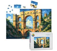 1000 Piece Large Jigsaw Puzzles for Adults, Vibrant Arched Roman Aqueduct Painting the Challenge Stitch Wooden Puzzle Creative Games Gifts Ideas for Women Men Teens