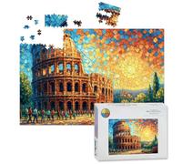 1000 Piece Large Jigsaw Puzzles for Adults, Vibrant Impasto Colosseum Painting the Challenge Stitch Wooden Puzzle Creative Games Gifts Ideas for Women Men Teens