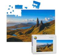1000 Piece Large Jigsaw Puzzles for Adults, View Old Man Storr Isle Skye Scotland the Challenge Stitch Wooden Puzzle Creative Games Gift Ideas for Women Men Teens
