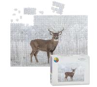 1000 Piece Large Jigsaw Puzzles for Adults, Whitetail buck deer frost fog the Challenge Stitch Wooden Puzzle Creative Games Gift Ideas for Women Men Teens