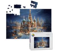 1000 Piece Large Jigsaw Puzzles for Adults, Winter Night St Basil s Cathedral Moscow Snow the Challenge Stitch Wooden Puzzle Creative Games Gift Ideas for Women Men Teens