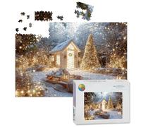 1000 Piece Large Jigsaw Puzzles for Adults, Winter Wonderland Snowy Cabin Christmas Tree the Challenge Stitch Wooden Puzzle Creative Games Gift Ideas for Women Men Teens