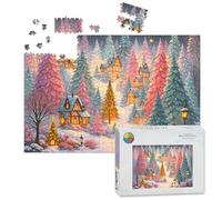 1000 Piece Large Jigsaw Puzzles for Adults, Winter Wonderland Village Cozy Houses the Challenge Stitch Wooden Puzzle Creative Games Gifts Ideas for Women Men Teens
