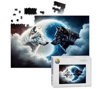 1000 Piece Large Jigsaw Puzzles for Adults, Yin Yang Wolves Blue Eyes Mystic Cloudscape the Challenge Stitch Wooden Puzzle Creative Games Gift Ideas for Women Men Teens