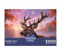 1000 Piece Large Wild Animals Jigsaw Puzzles Deer Fun, Challenging for Adults Home Decoration Educational Game Age 12+ for Adults 38x26cm/1000pcs