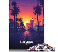 1000 Piece Las Vegas Sunset Cityscape Creative Square Jigsaw Puzzles for Adults & Wooden Puzzles Educational Toys 1000pcs (75x50cm)