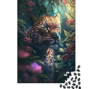 1000 Piece Leopard Flowers Jungle Jigsaw Puzzles for Adults Jigsaw Puzzles Educational Game Challenge Toy 1000pcs (75x50cm)