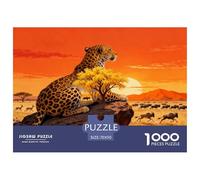 1000 Piece Leopard Jigsaw Puzzle for Adults Kids - Family Fun, Family Happy Game, Sunset Savannah Jigsaws, Decoration Unique Gift 70x50cm/1000pcs