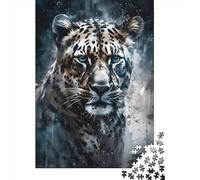 1000 Piece Leopard Portrait Painting Square Jigsaw Puzzles for Adults & Wooden Puzzles Learning Educational Toys Family Games 1000pcs (75x50cm)