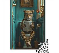1000 Piece Leopard_sitting Square Puzzles for Adults, Paper Puzzles Toy Wall Decor 38x26cm/1000pcs