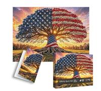 1000 Piece Liberty Root Oak Jigsaw Puzzle, Patriotic American Flag Puzzle
