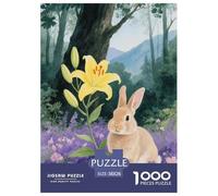 1000 Piece Light Brown Rabbit Jigsaw Puzzle for Adults Kids - Family Fun, Educational Games, Purple Flowers Jigsaws, Home Decoration Gifts 38x26cm/1000pcs