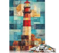 1000 Piece Lighthouse in Geometric Art Jigsaw Square Puzzle for Adults & Paper Puzzles Educational Game Challenge Toy 38x26cm/1000pcs