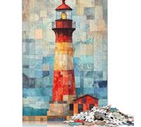 1000 Piece Lighthouse Watercolor Art Creative Square Jigsaw Puzzles for Adults & Wooden Puzzles Educational Toys 1000pcs (75x50cm)