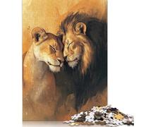 1000 Piece Lion Couple Portrait Jigsaw Puzzle for Adult Teenagers Paper Jigsaw Puzzles Educational Game Challenge Toy Birthday Gifts 1000pcs (38x26cm)