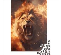 1000 Piece Lion Fire Flames Jigsaw Puzzles, for Adults & Paper Puzzles Educational Games For Kids 38x26cm/1000pcs