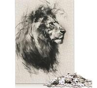 1000 Piece Lion in Charcoal Portrait Adult Puzzles Paper Puzzle for Adults Educational Game Challenge Toy 1000pcs (38x26cm)