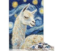 1000 Piece Llama Sleeping Starry Night Puzzles for Wooden Puzzles Educational Game for Adult 1000pcs (75x50cm)