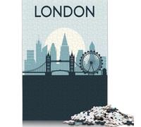 1000 Piece London Skyline Silhouette Square Puzzle for Adults Wooden Puzzles Educational Puzzle Family Game 1000pcs (75x50cm)