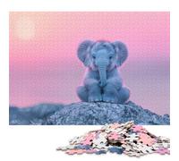 1000 Piece Lonely Baby Elephant Creative Square Jigsaw Puzzles for Adults & Wooden Puzzles Educational Toys 1000pcs (75x50cm)