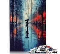 1000 Piece Lonely Person in Rain Creative Square Jigsaw Puzzles for Adults And Wooden Puzzles Educational Game for Adult 1000pcs (75x50cm)
